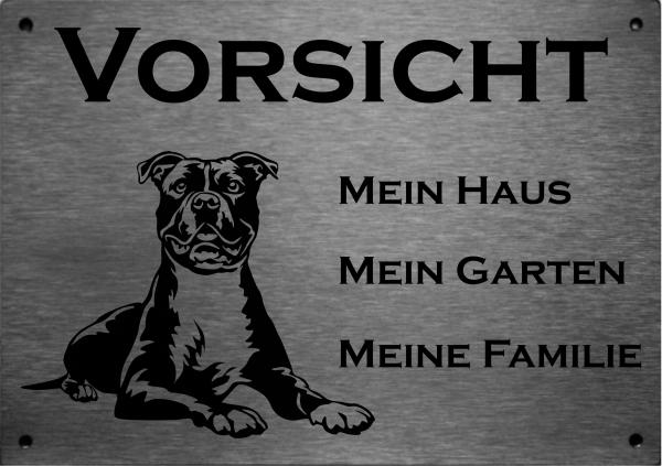 Edelstahl Warnschild American Pit Bull VORSICHT Hier wache ich!